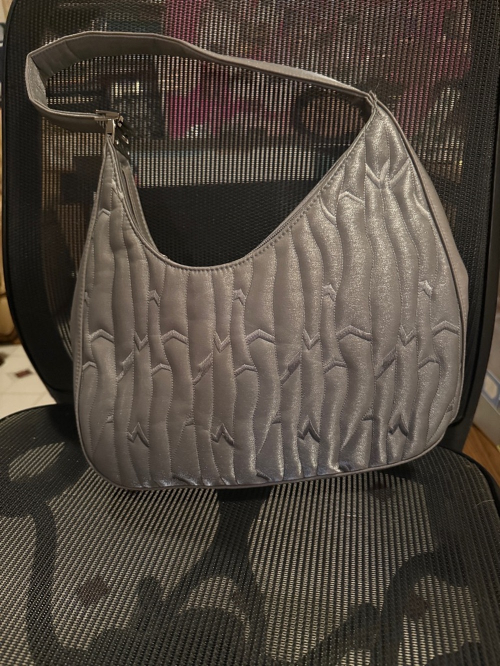 Quilted Silver Shoulder Bag for Women - Elegant Everyday Carry